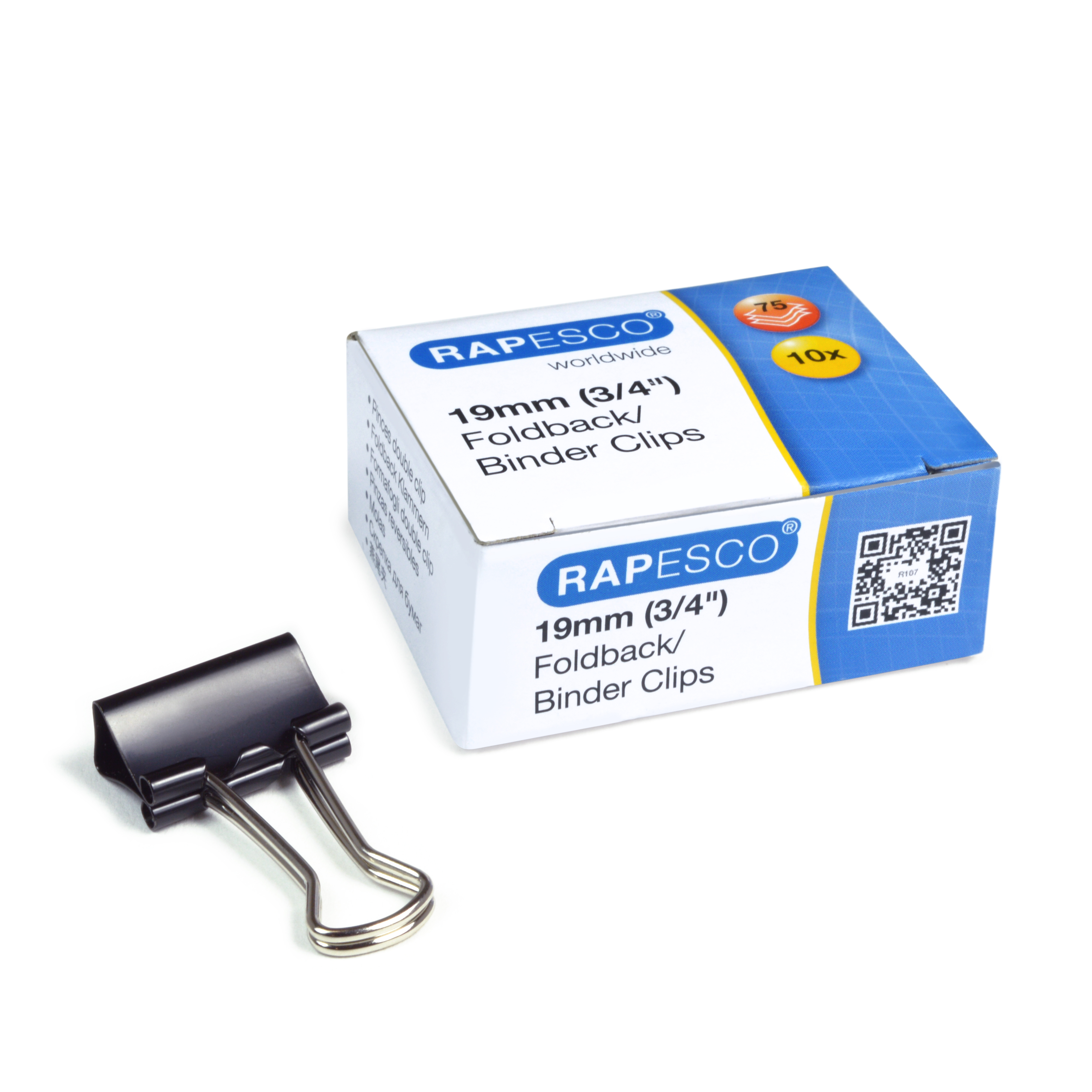 19mm Foldback Clips -Black - Pack of 10 - Imagen 3