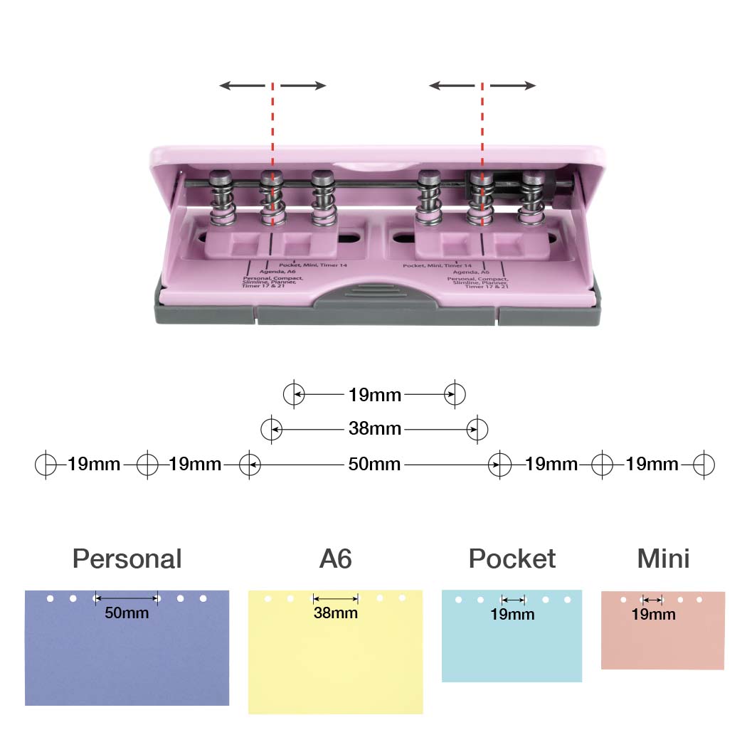 Adjustable 6-Hole Organiser/ Diary Punch - Candy Pink - Imagen 6