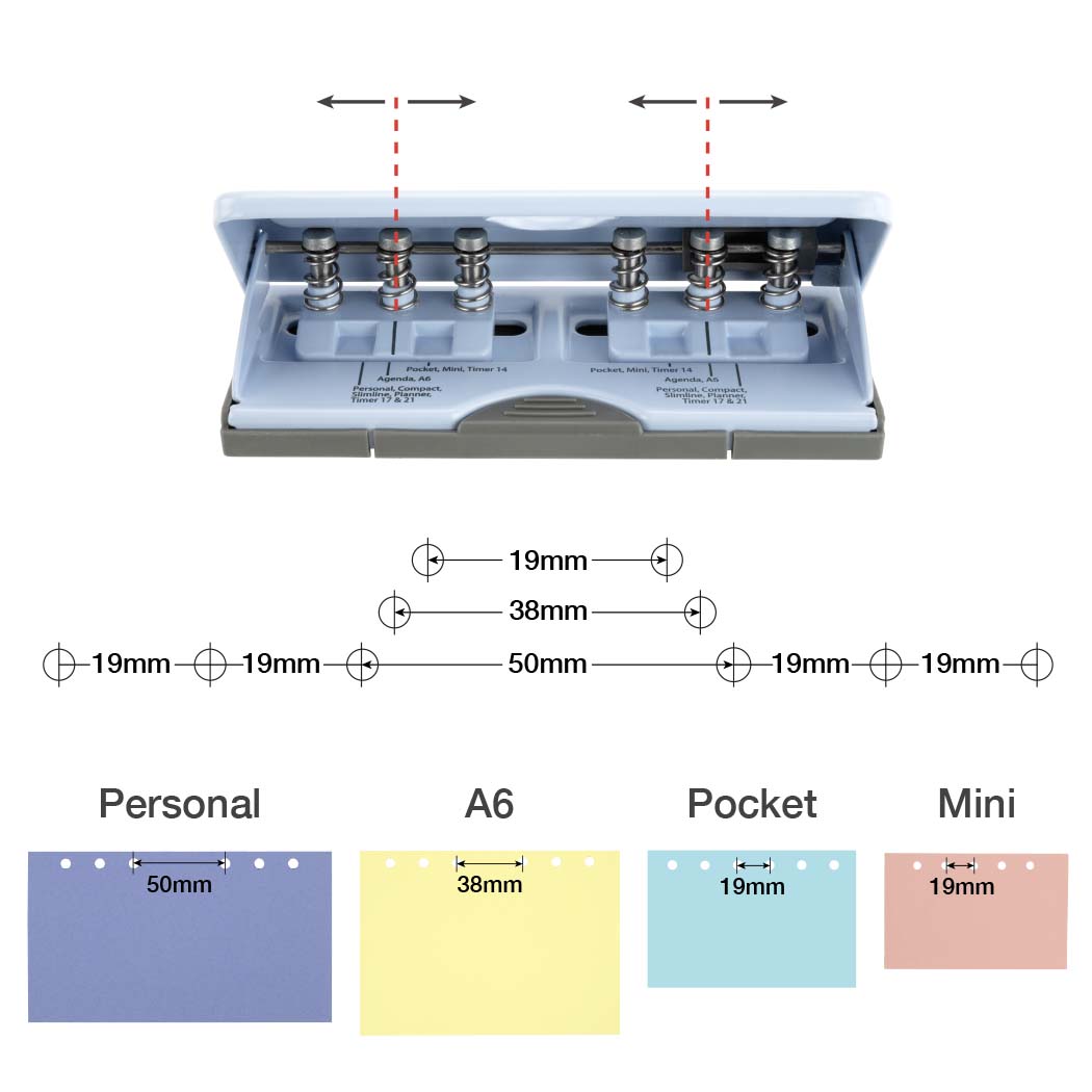 Adjustable 6-Hole Organiser/ Diary Punch - Powder Blue - Imagen 2