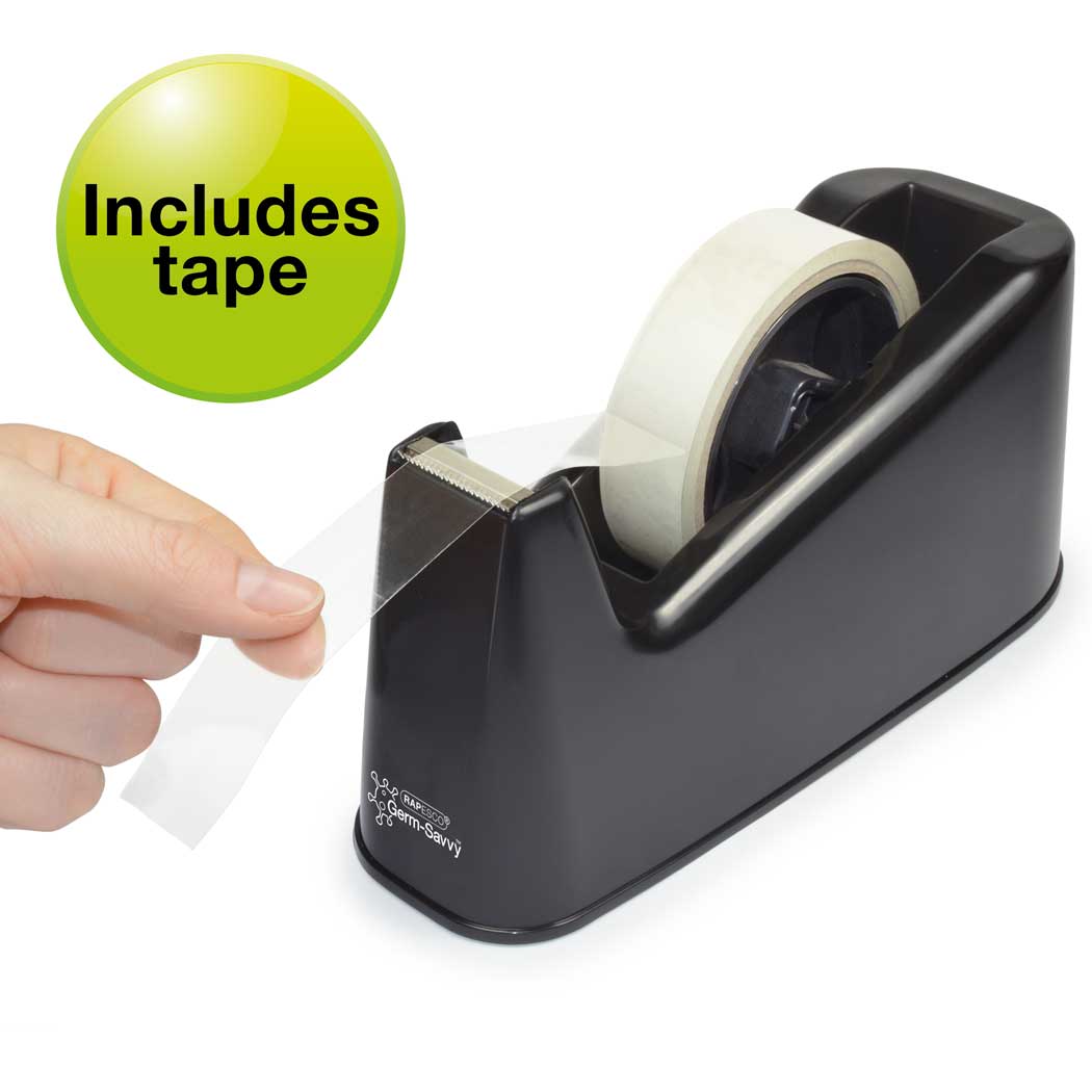 Business Pack: 3 Germ-Savvy®Antibacterial 500 Heavy-Duty Tape Dispensers and 3 Clear Tape Rolls - Black - Imagen 2